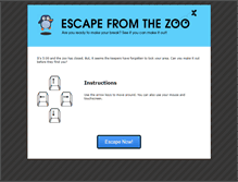 Tablet Screenshot of escapefromthezoo.com